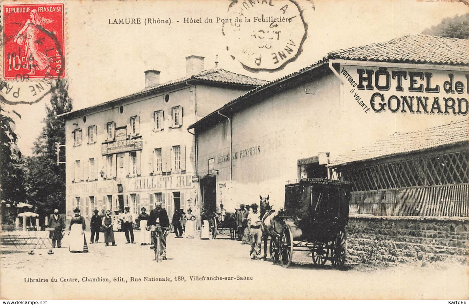 Lamure * Route , Hôtel Du Pont De La Feuilletière DESCOURS * Attelage - Lamure Sur Azergues