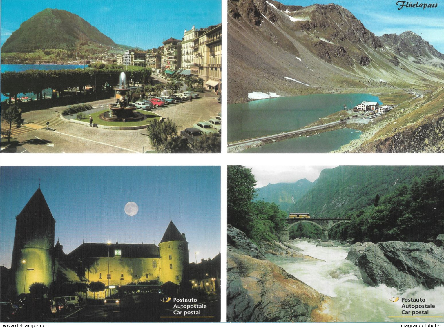 CPA CARTE POSTALE SUISSE 4 X POSTALAUTO AUTO PÖSTALE CAR POSTAL - Collections & Lots