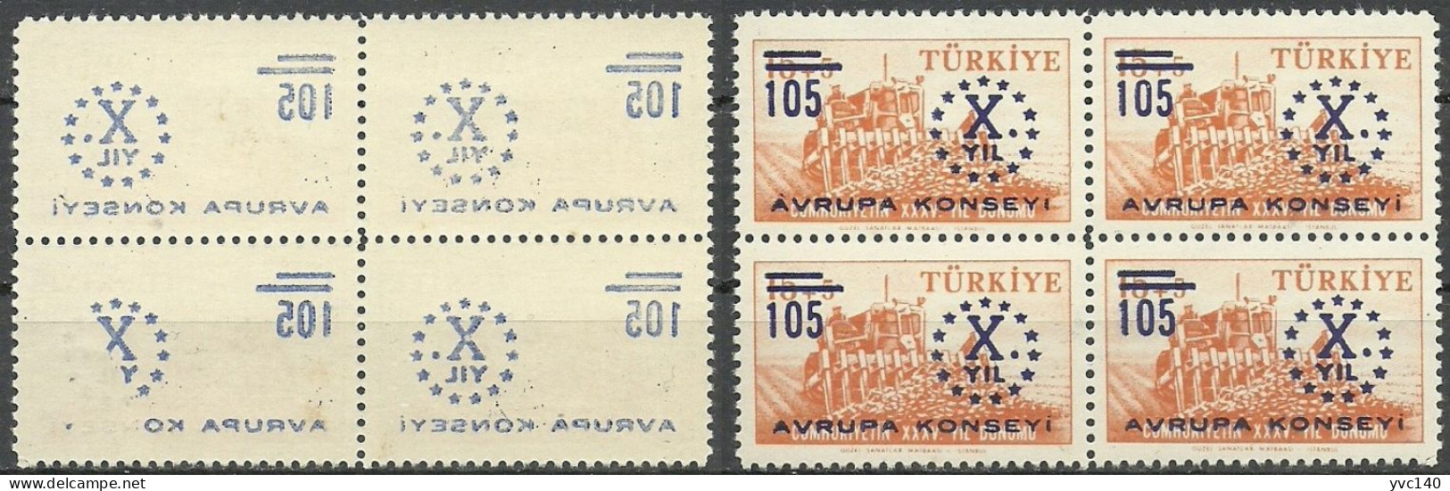 Turkey; 1959 10th Anniv. Of The Council Of Europe ERROR "Abklatsch Surcharge" - Neufs
