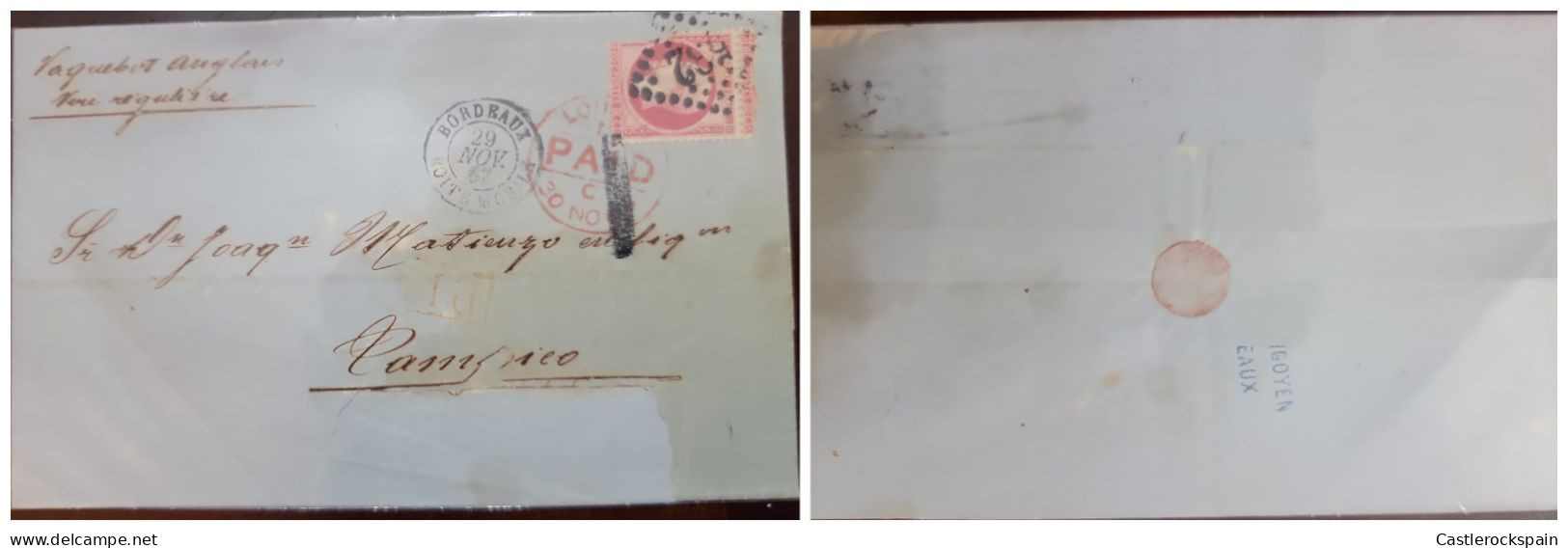 O)  1867 FRANCE, P.P BOX CANCELLATION,  BORDEAUX, PAQUEBOT ANGLAIS, EMPEROR NAPOLEON,  CIRCULATED TO TAMPICO - MEXICO - Autres & Non Classés