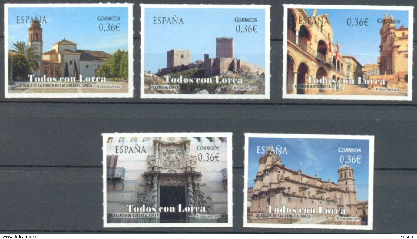 España 2012 Edifil 4691/5 Sellos ** Todos Con Lorca Santuario Virgen De Las Huertas, Castillo, Ayuntamiento, Palacio De - Unused Stamps