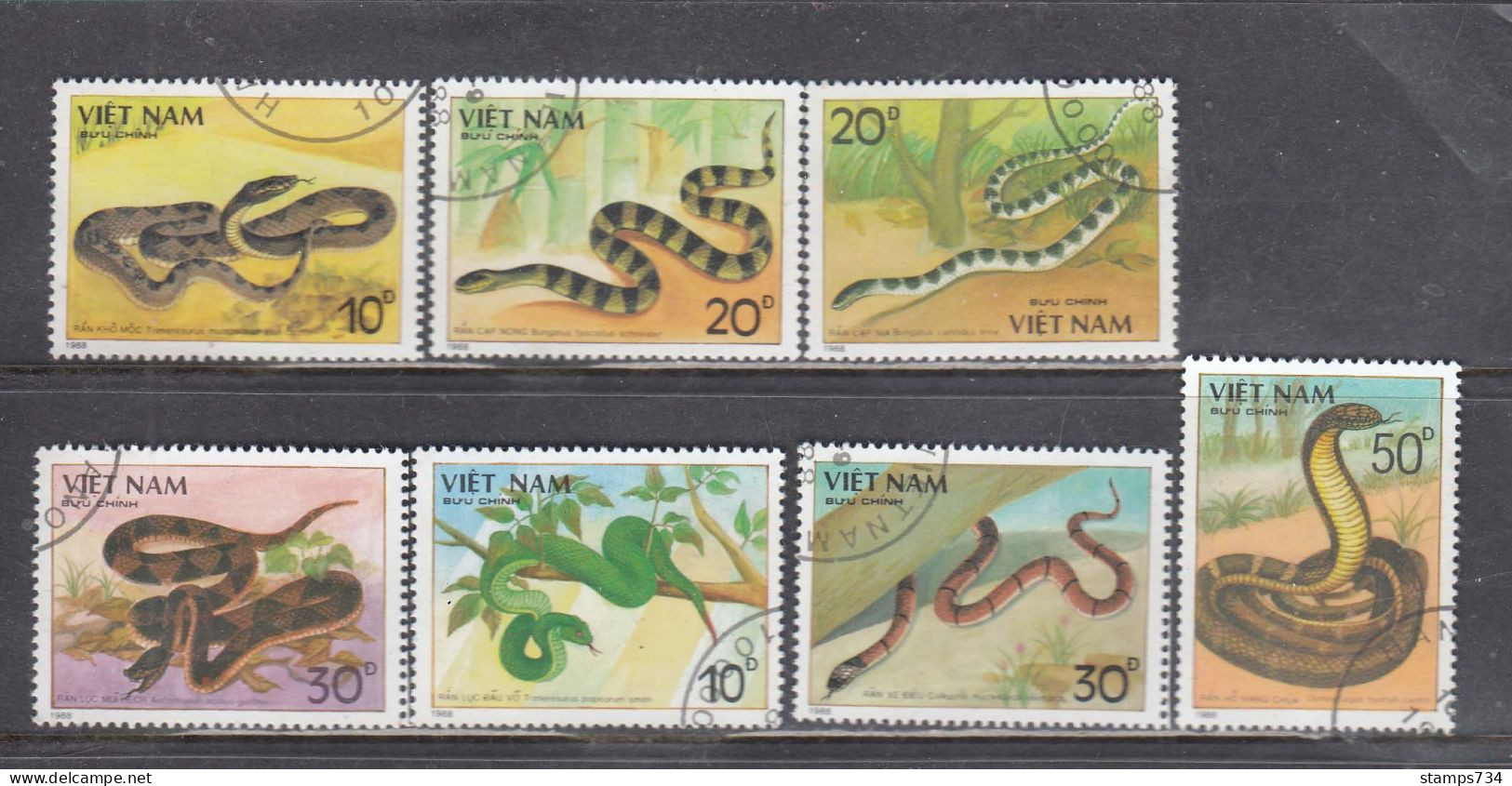 Vietnam 1989 - Serpents, Mi-Nr. 2029/35, Used - Viêt-Nam