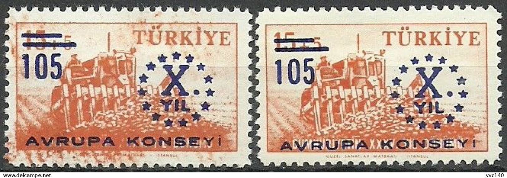 Turkey; 1959 10th Anniv. Of The Council Of Europe ERROR "Sloppy Print (Left Stamp)" - Ongebruikt