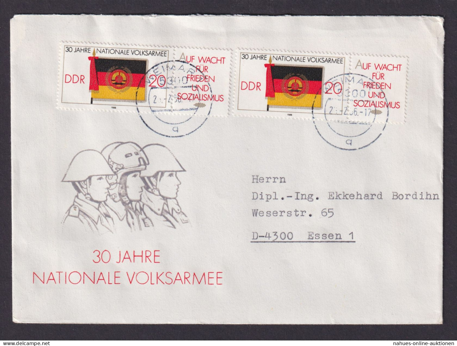 DDR Brief Briefmarken Zusammendruck MEF Weimar Thüringen Essen 30 J Nationale - Brieven En Documenten