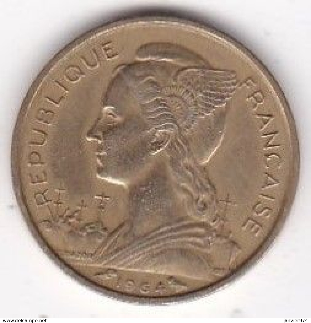 Ile De La Réunion 10 Francs 1964 , En Bronze Aluminium , Lec# 80 - Reunión