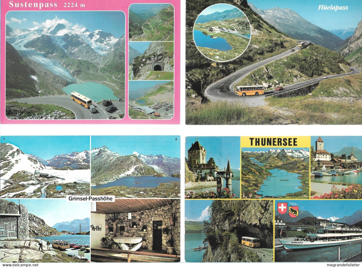 CPA CARTE POSTALE SUISSE 4 X POSTALAUTO AUTO PÖSTALE CAR POSTAL - Collections & Lots