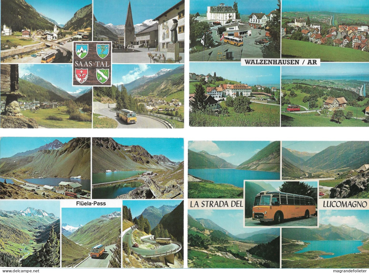 CPA CARTE POSTALE SUISSE 4 X POSTALAUTO AUTO PÖSTALE CAR POSTAL - Collections & Lots