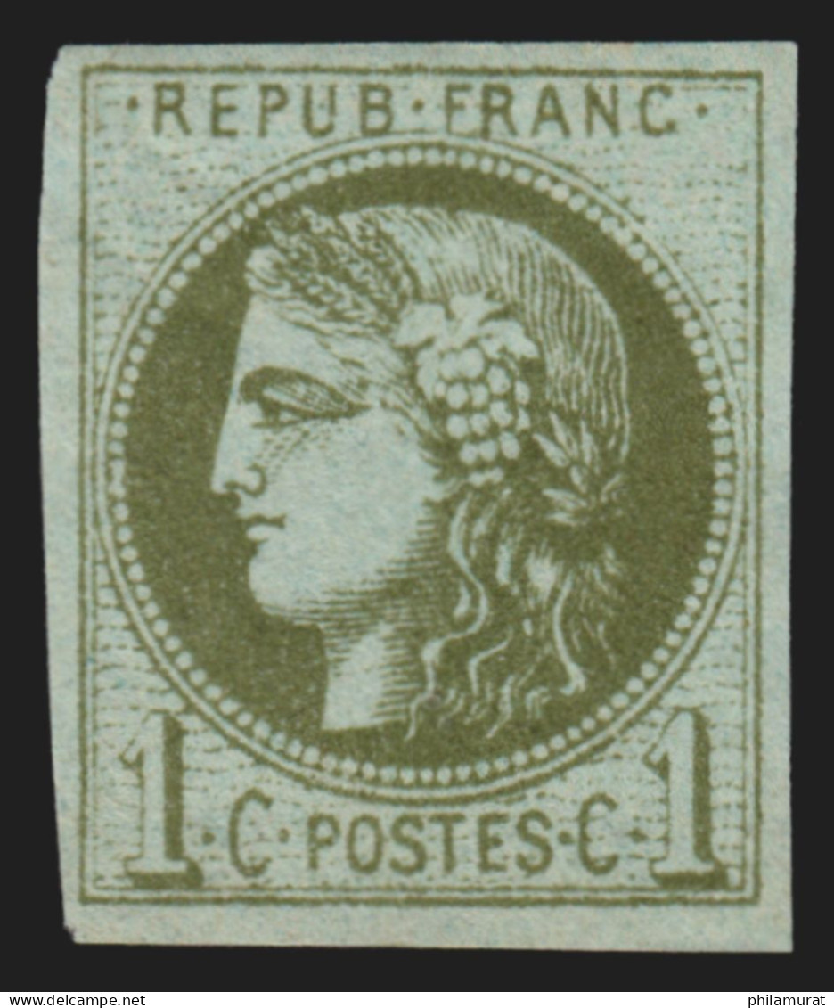 N°39A, Cérès Bordeaux 1c Olive Report 1, Neuf * Infime Trace Ch. - TB D'ASPECT - 1870 Ausgabe Bordeaux