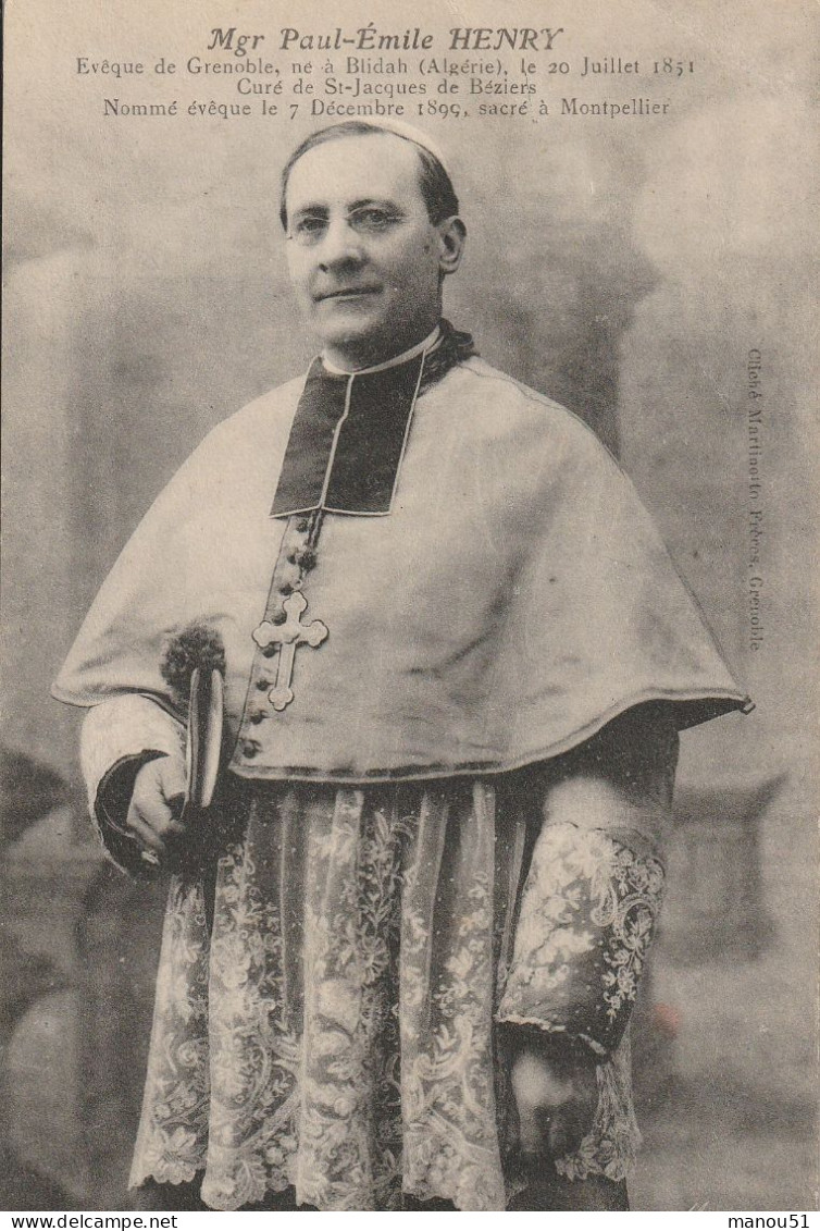 Mgr Paul Emile HENRY  Evêque De Grenoble - Curé De St Jacques De Béziers - Altri & Non Classificati