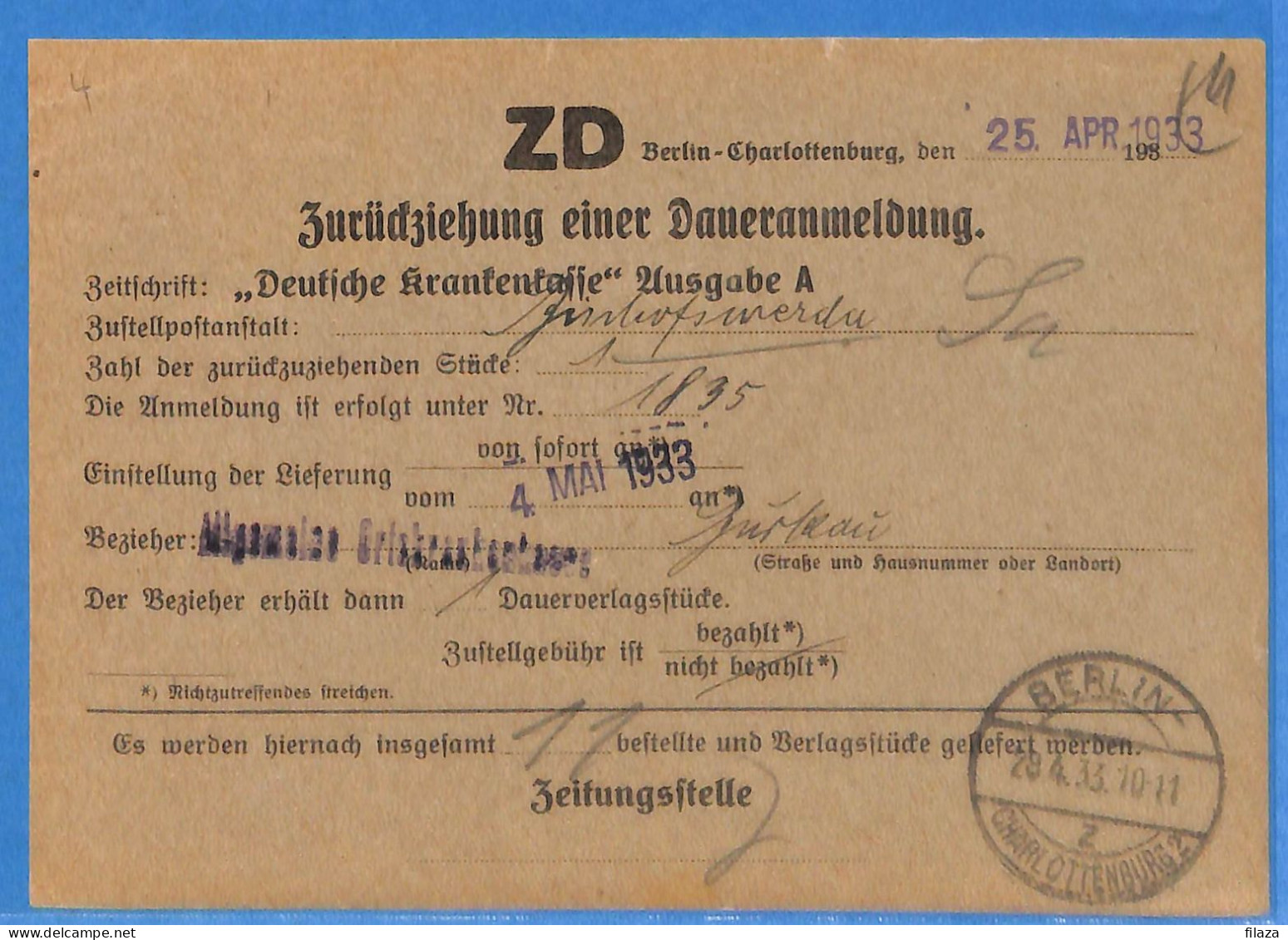 Allemagne Reich 1933 - Carte Postale De Berlin - G33248 - Lettres & Documents