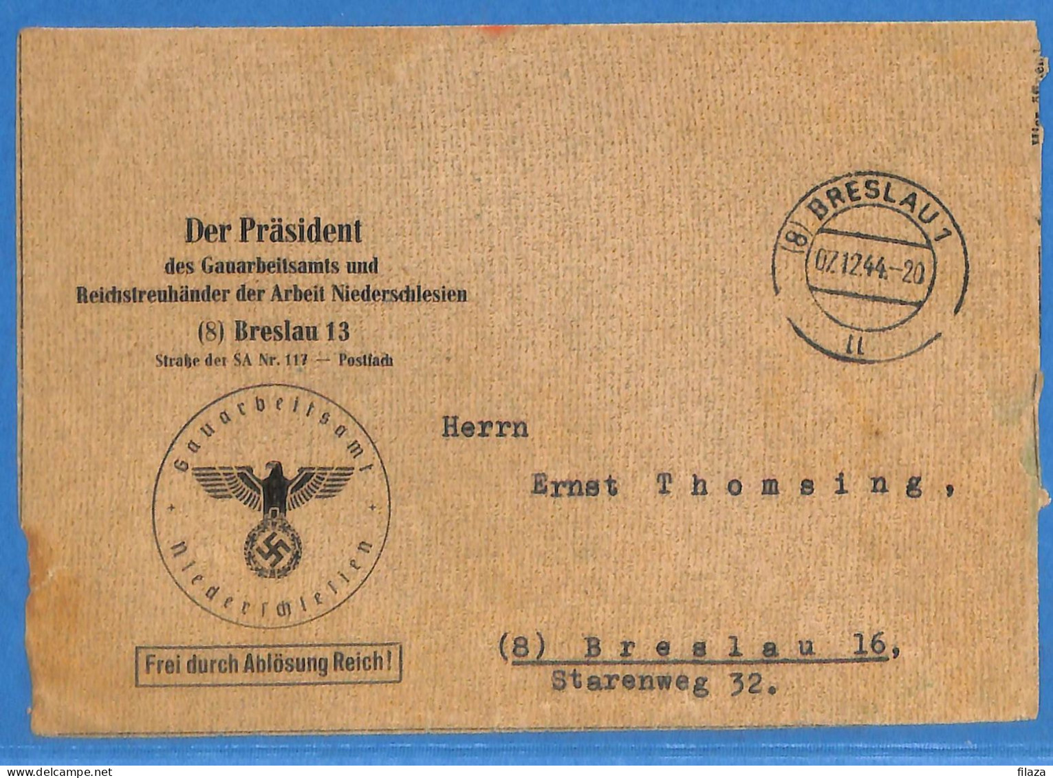 Allemagne Reich 1944 - Lettre De Breslau - G33199 - Briefe U. Dokumente