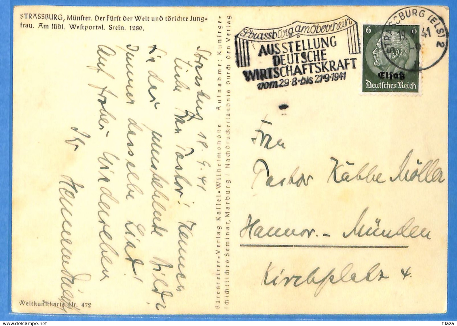 Allemagne Reich 1941 - Carte Postale De Strassburg - G33184 - Brieven En Documenten