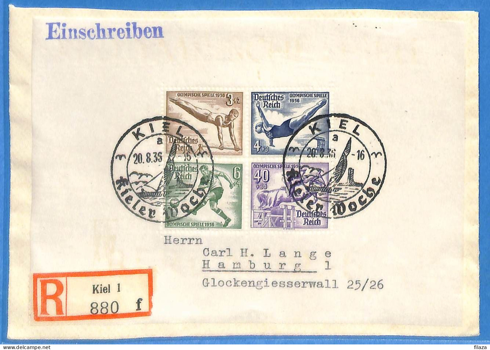 Allemagne Reich 1936 - Lettre Einschreiben De Kiel - G33159 - Lettres & Documents