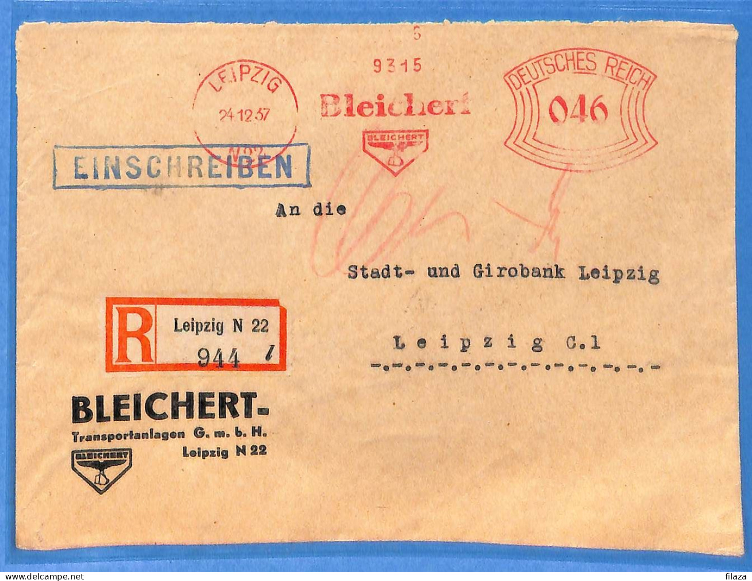 Allemagne Reich 1937 - Lettre Einschreiben De Leipzig - G33152 - Lettres & Documents