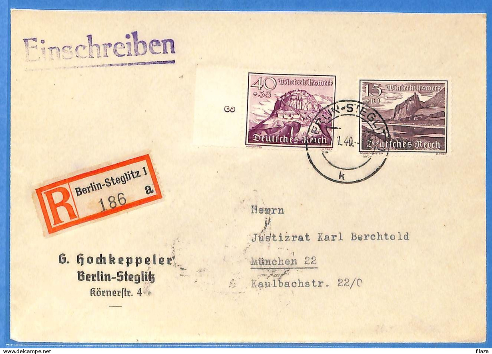 Allemagne Reich 1940 - Lettre Einschreiben De Berlin - G33156 - Storia Postale