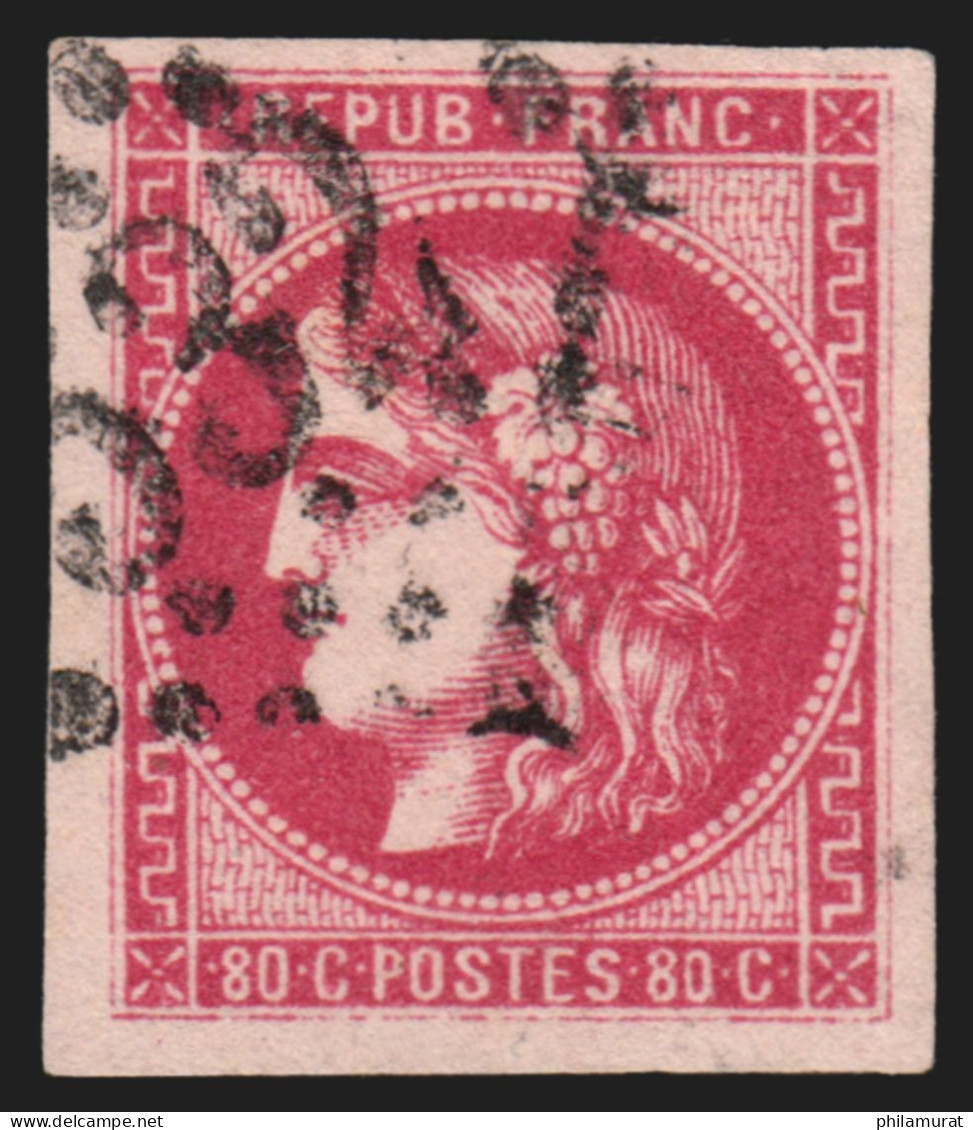 N°49, Cérès Bordeaux 80c Rose, Oblitéré - TB D'ASPECT - 1870 Ausgabe Bordeaux