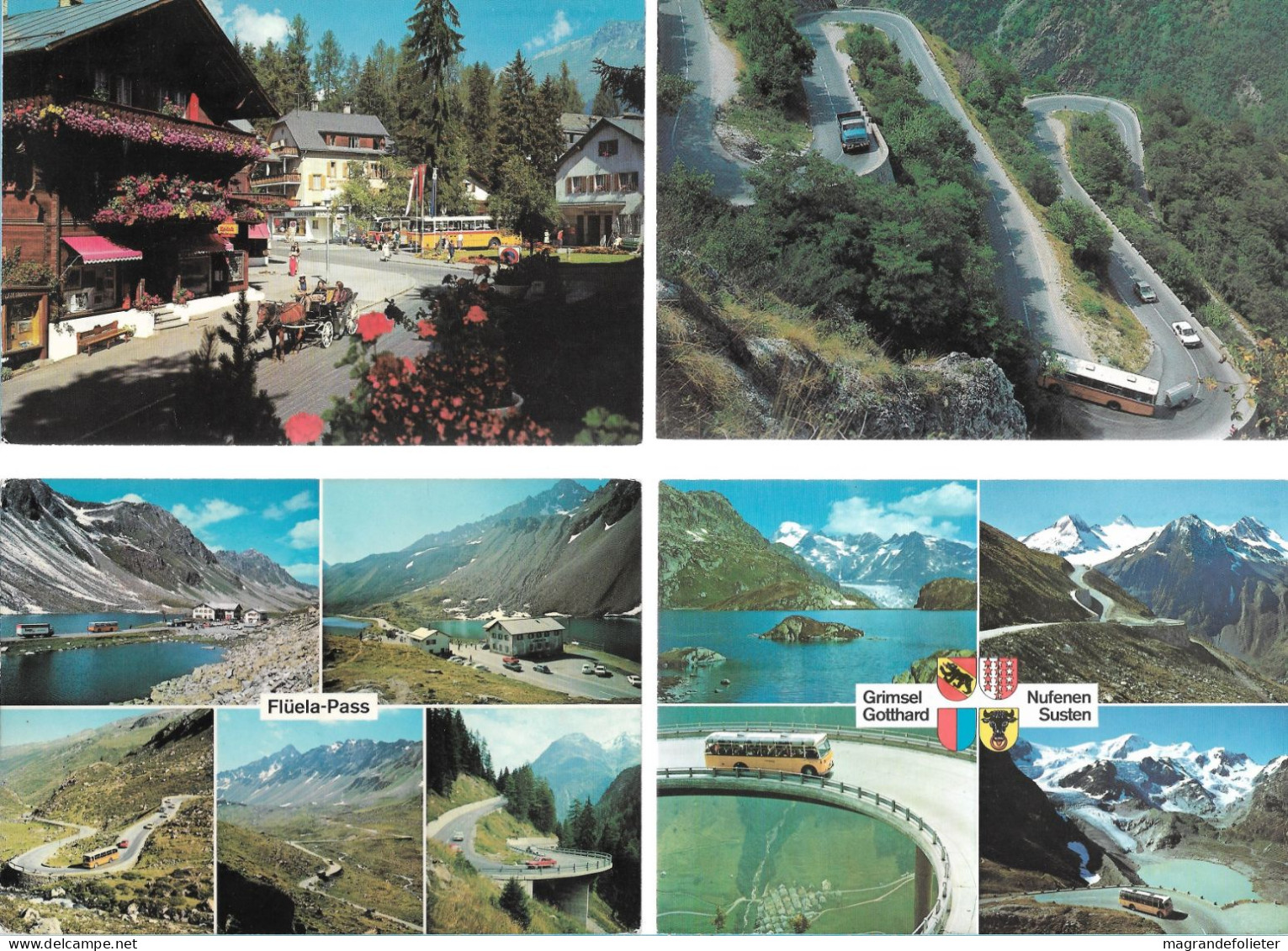 CPA CARTE POSTALE SUISSE 4 X POSTALAUTO AUTO PÖSTALE CAR POSTAL - Collezioni E Lotti