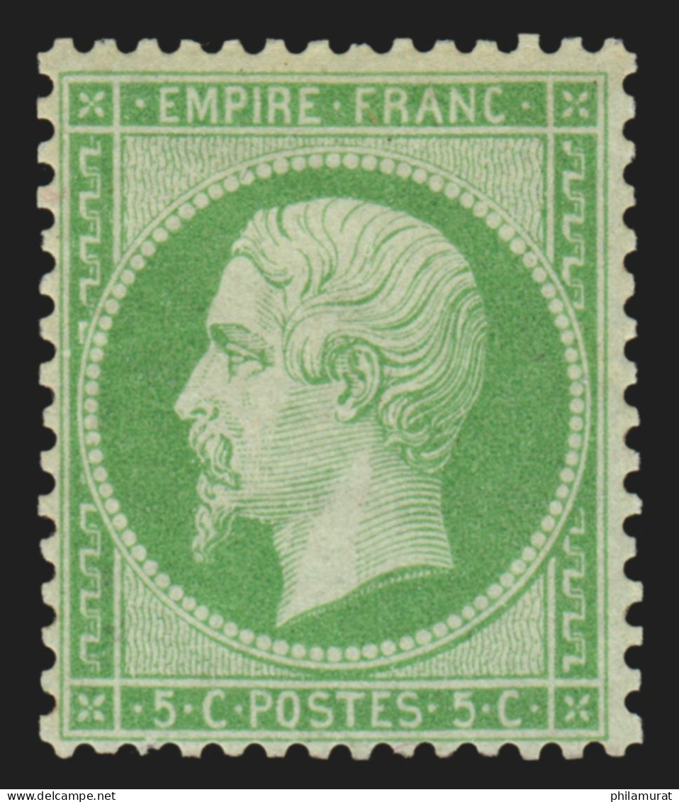 N°20, Napoléon 5c Vert, Neuf * Avec Trace De Charnière, Signé CALVES - TB - 1862 Napoléon III.