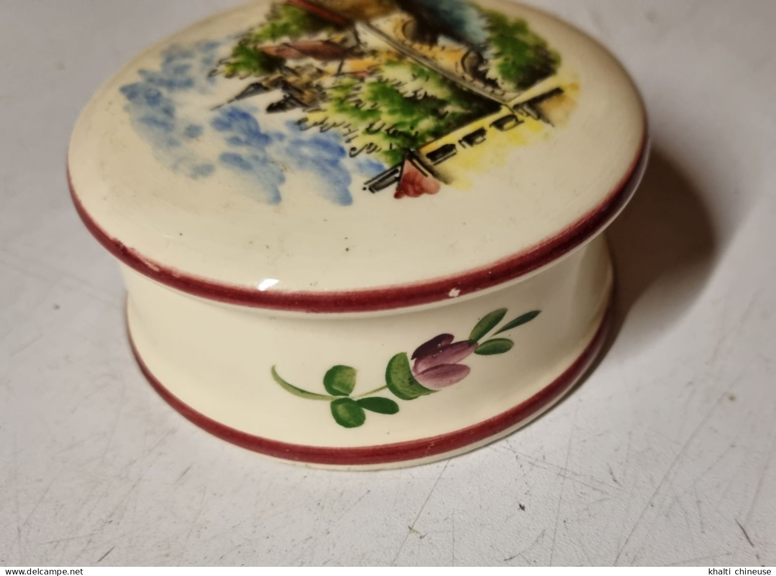 Pot à Bonbon Sucrier Ancien En Porcelaine Châtillon Sur Seine - Sonstige & Ohne Zuordnung