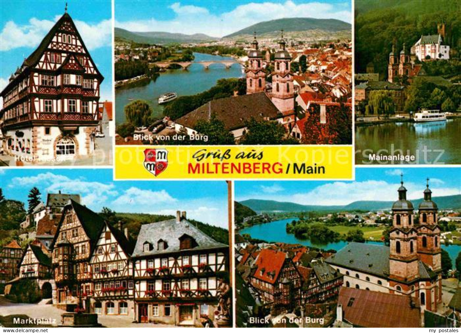 72847758 Miltenberg Main Hotel Riesen Fachwerkhaus Marktplatz Panorama Blick Von - Autres & Non Classés