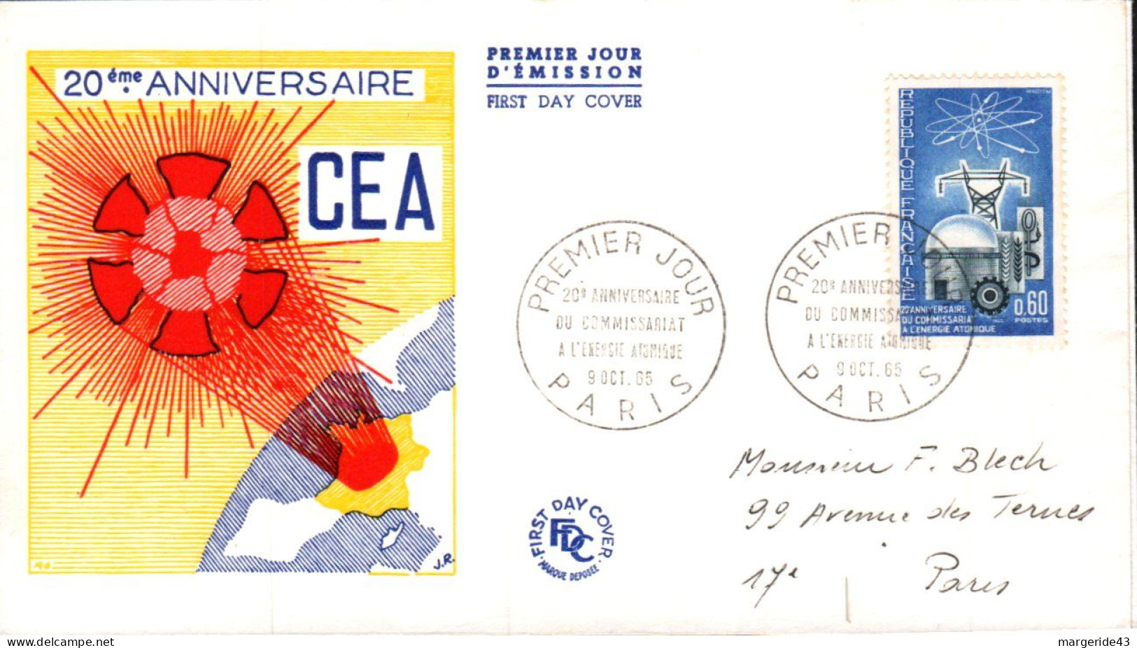 LETTRE FDC 1965 COMMISSARIAT ENERGIE ATOMIQUE - 1960-1969