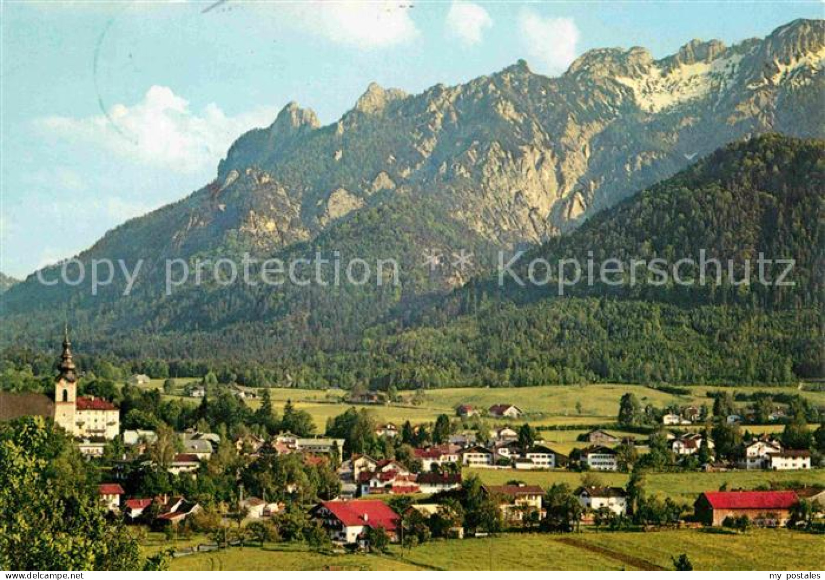 72847748 Bayerisch Gmain Ortsansicht Kurort Mit Kirche Blick Zur Hexe Lattengebi - Andere & Zonder Classificatie