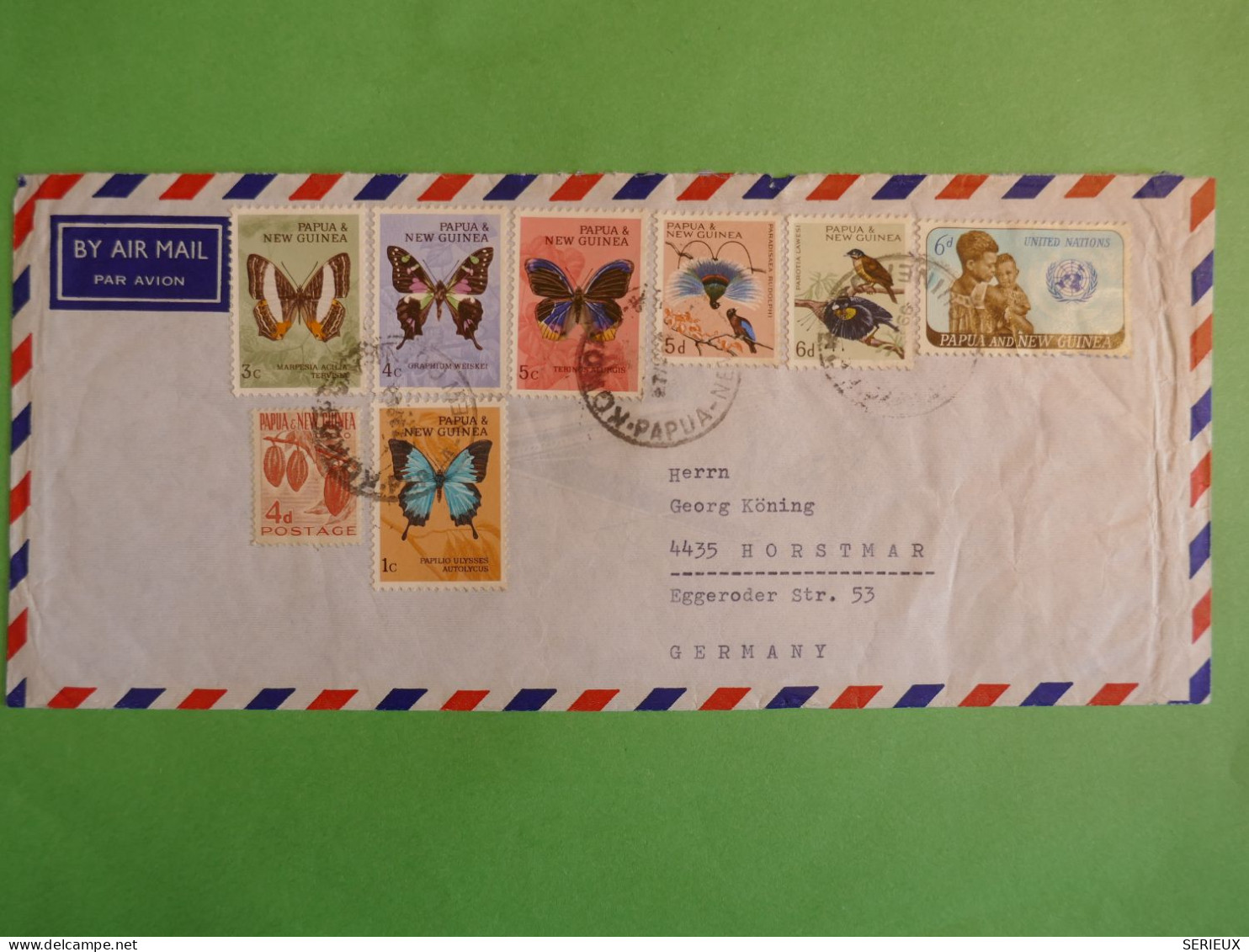 DO14 PAPOUASIE . PAPUA NEW GUINEA  RARE FINE LETTER  1971  KOKOPO  A HORTSMAR GERMANY +BUTTERFLIES + AFF. GREAT +++++ - Papua New Guinea