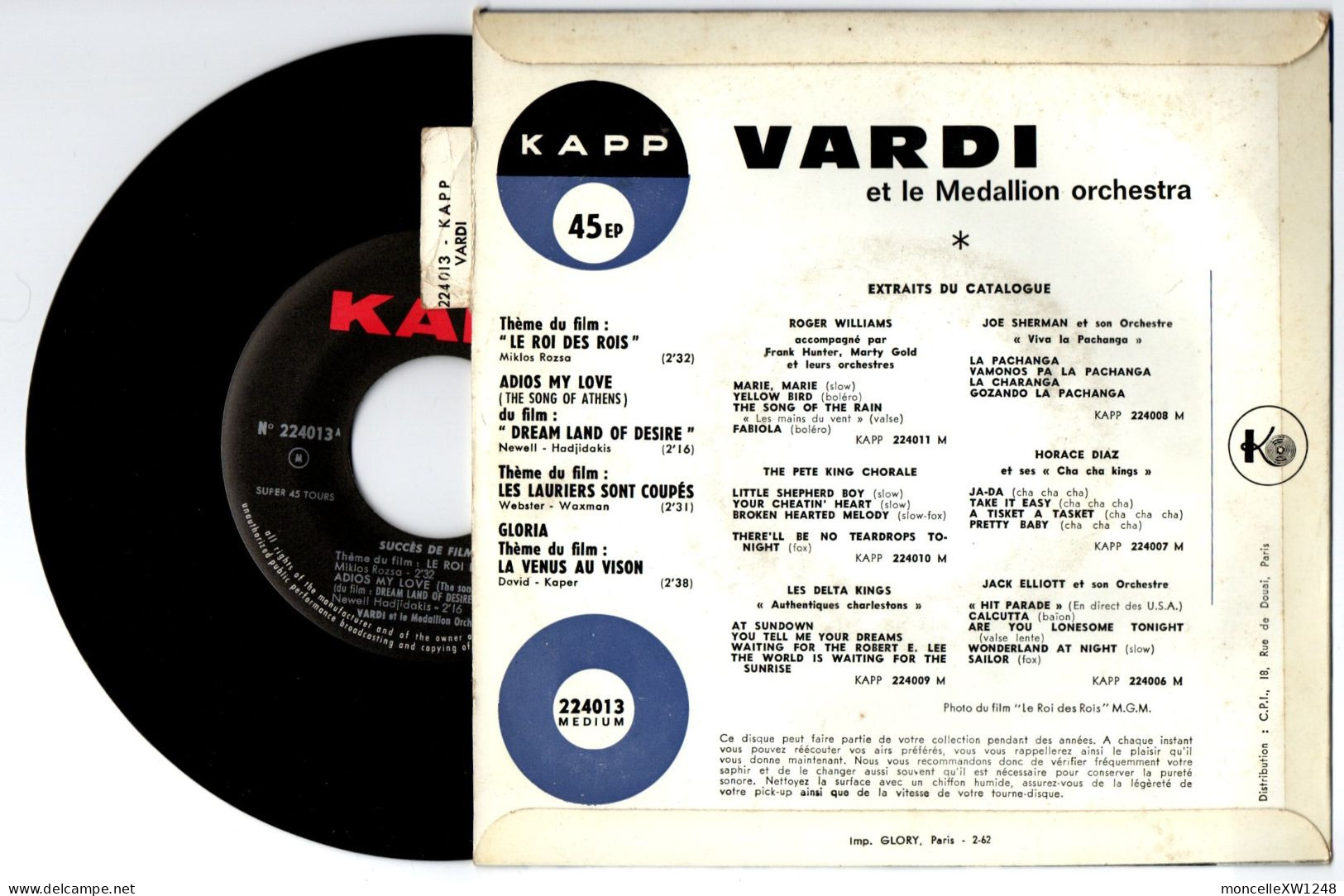 Vardi Et Le Médallion Orchestra - 45 T EP Le Roi Des Rois (1962) - 45 T - Maxi-Single