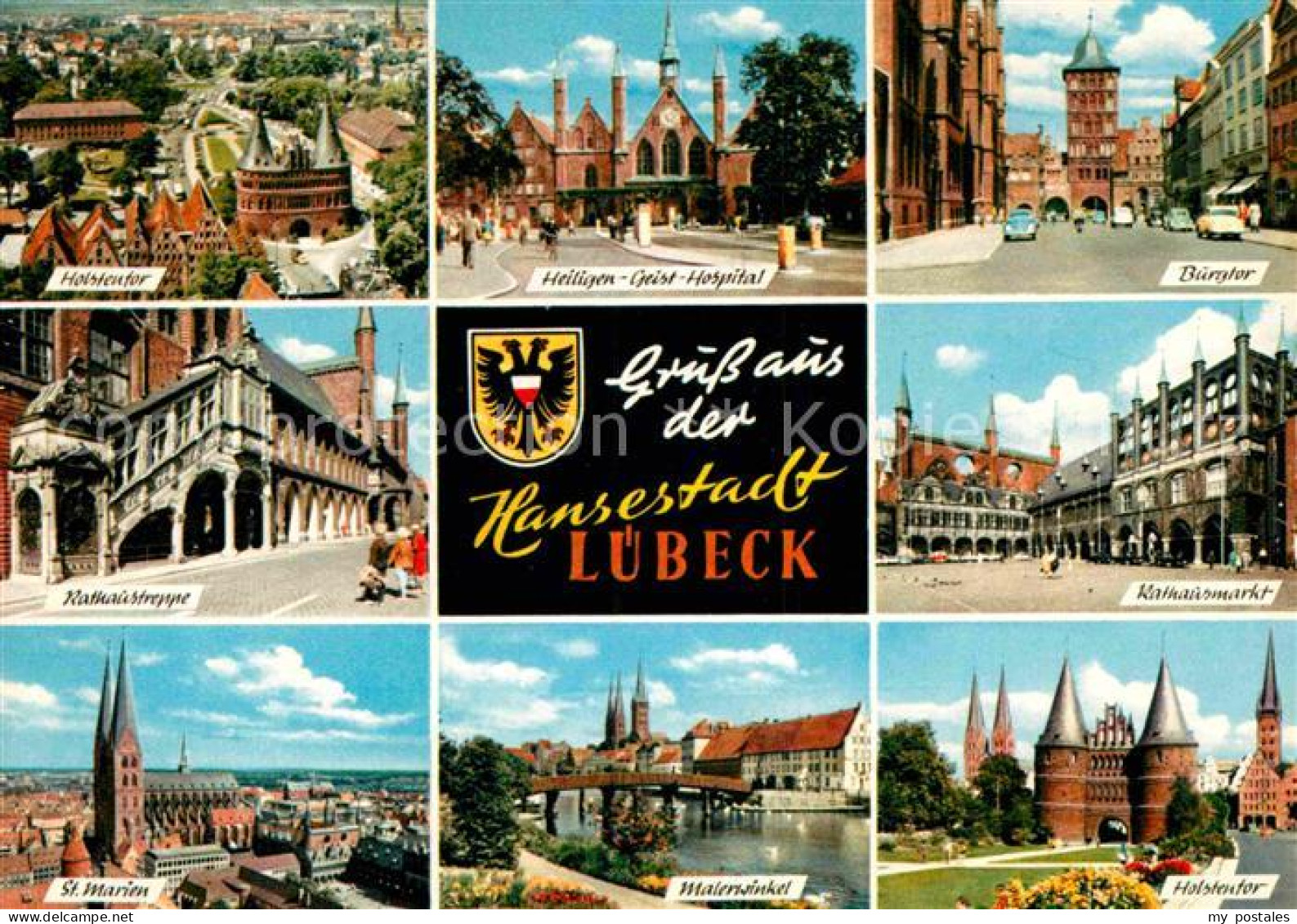 72847667 Luebeck Fliegeraufnahme Holstentor Heilig-Geist-Hospital Burgtor Rathau - Luebeck