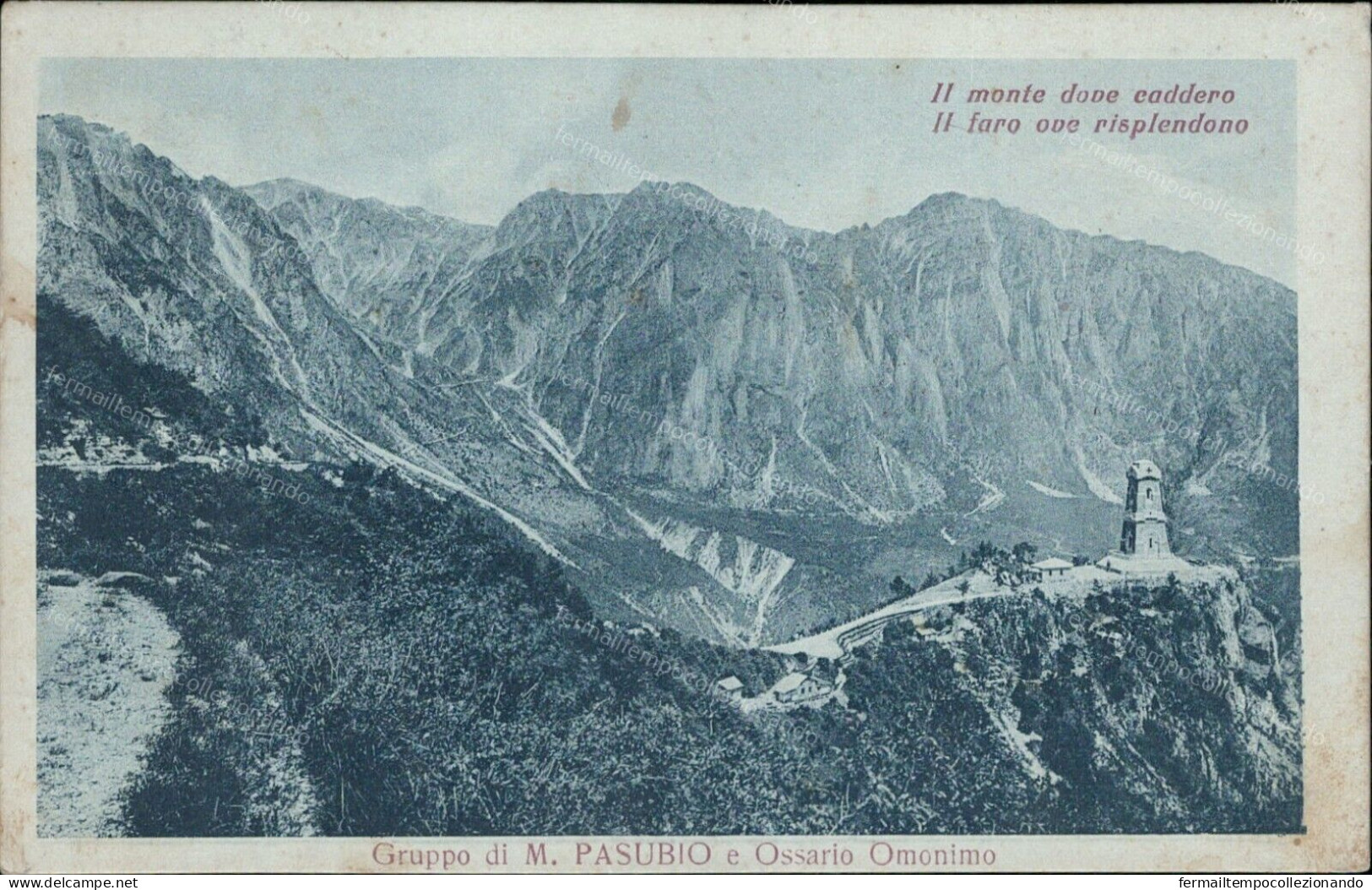 Cs424 Cartolina Gruppo Di M.pasubio E Ossario Omonimo Vicenza 1927 - Vicenza