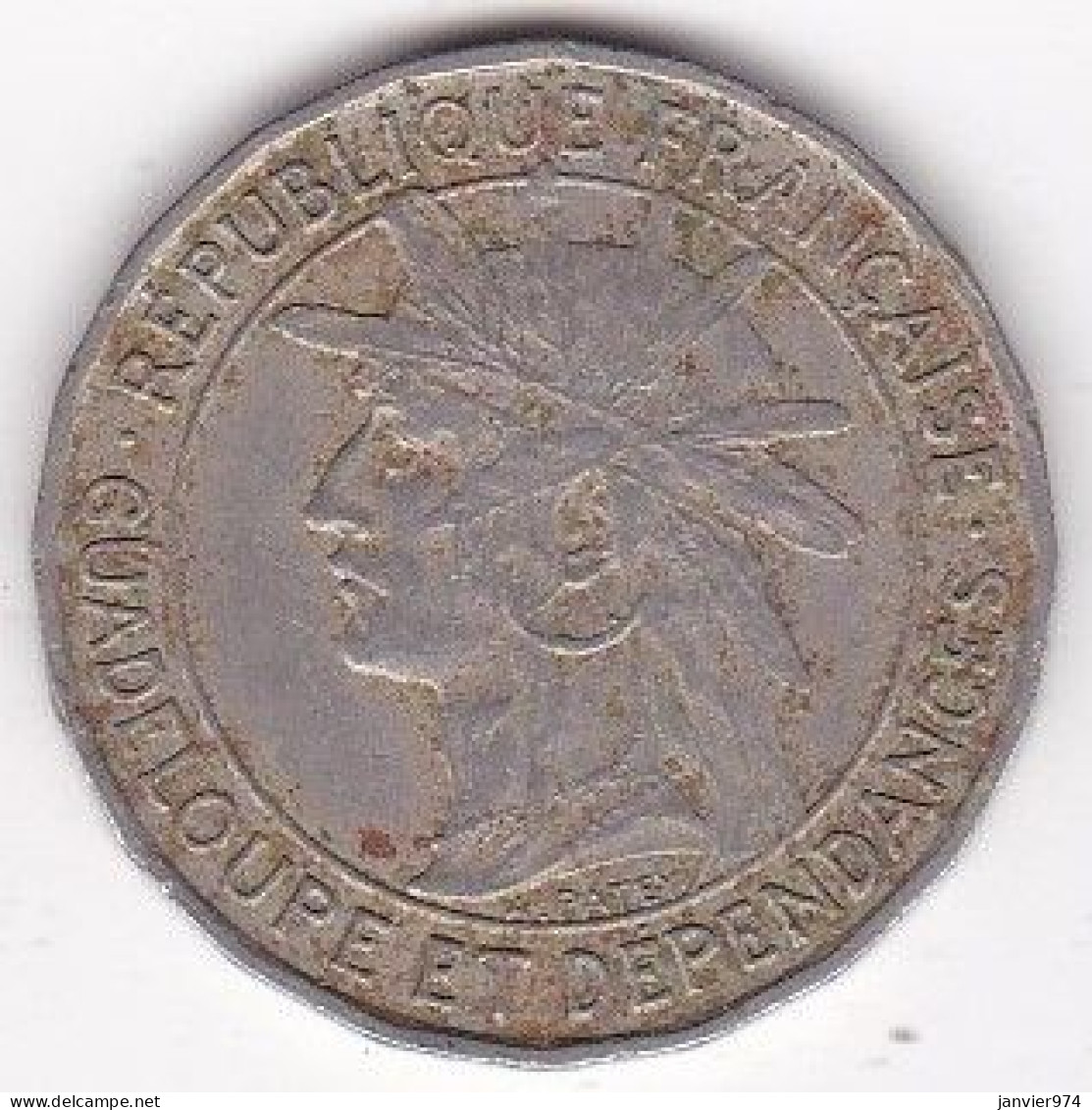 Colonie De La Guadeloupe, Bon Pour 1 Franc 1921, En Maillechort, Lec# 58 - Guadeloupe En Martinique