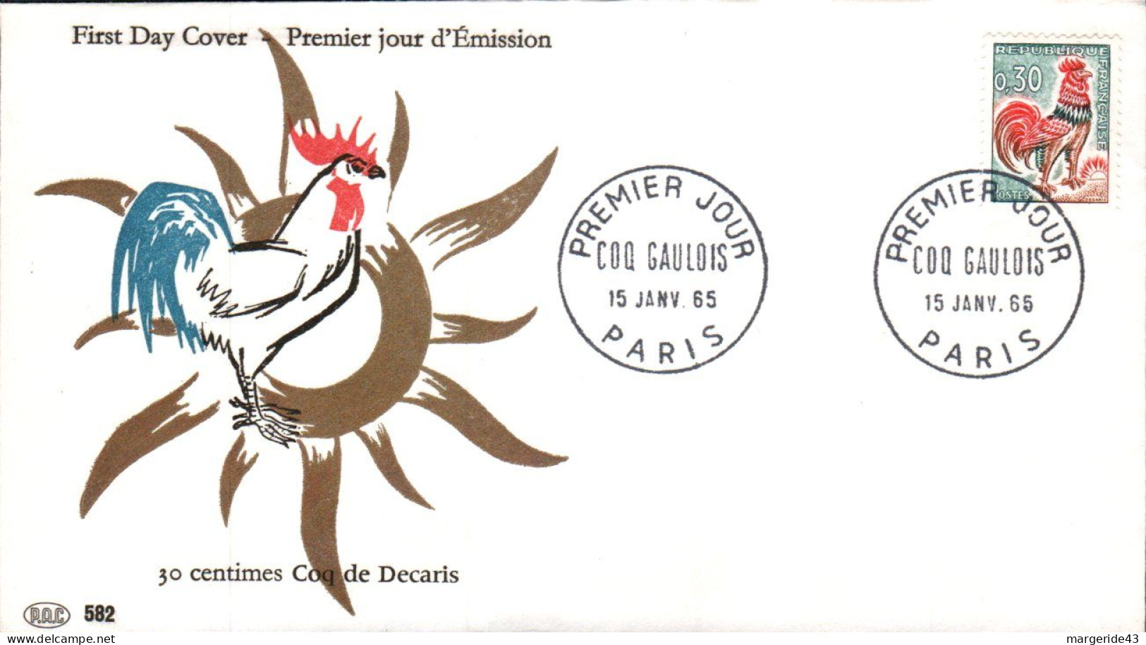 LETTRE FDC 1965 COQ GAULOIS - 1960-1969