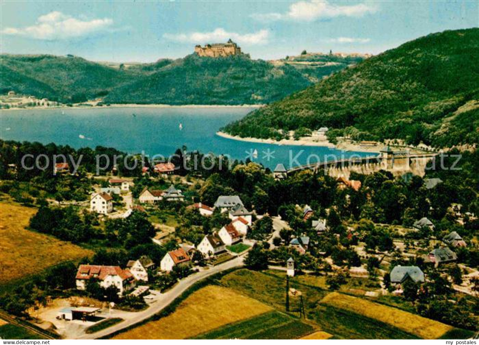 72847069 Edersee Fliegeraufnahme Sperrmauer Schloss Waldeck Edersee - Andere & Zonder Classificatie