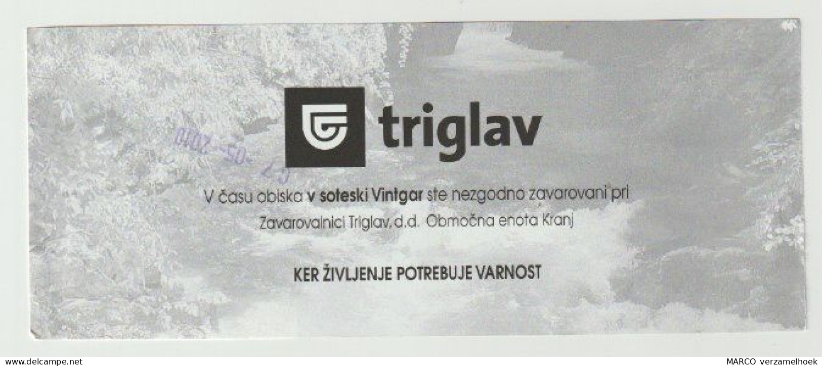 Carte D'entrée-toegangskaart-ticket: TD Gorje Prispevek Za Vzdrzevan Soteske Vintgar Zgornje Gorje (SLO) - Tickets - Vouchers