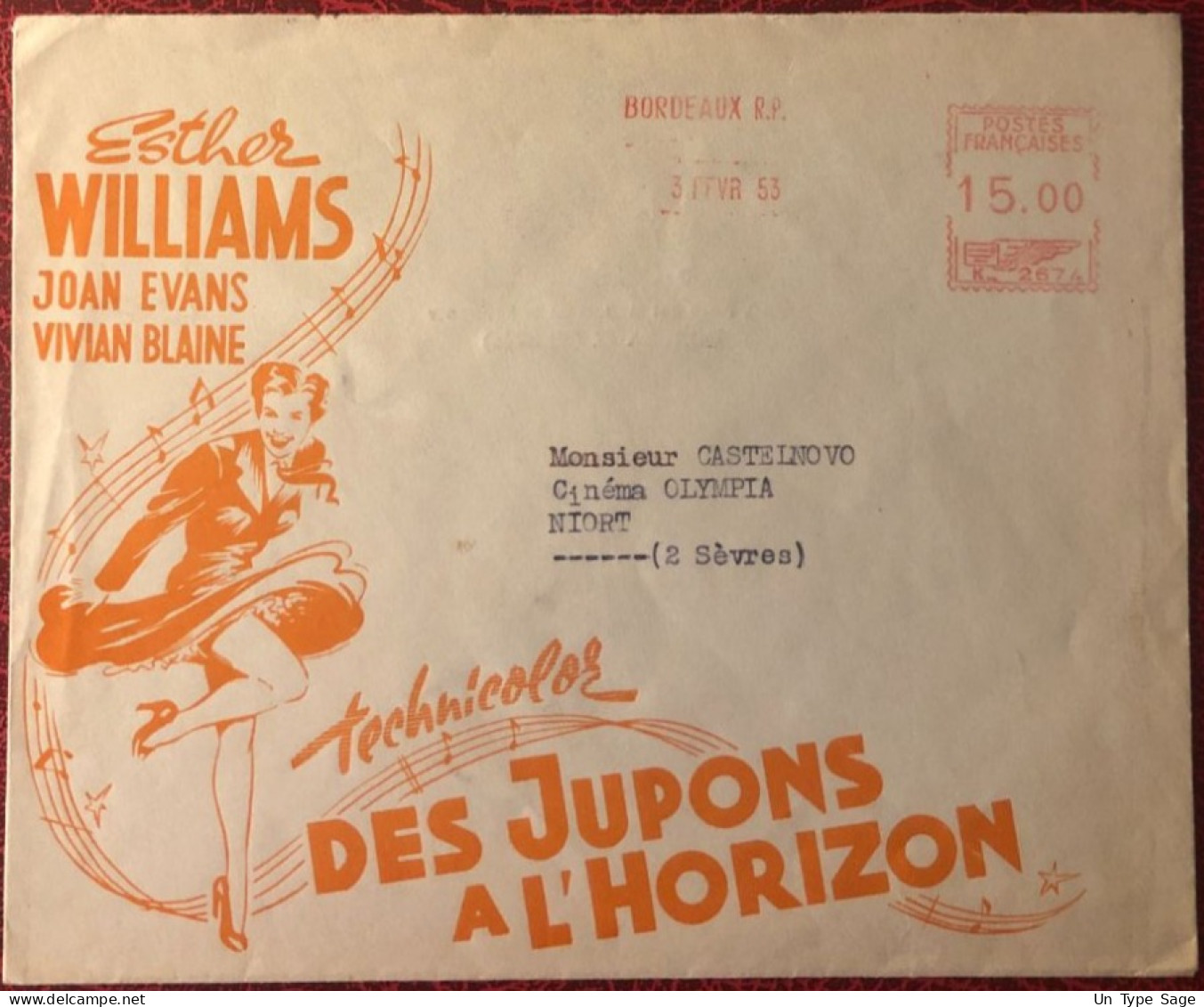 France, Thème CINEMA - Flamme Des Jupons à L'Horizon 3.2.1953 - (C1052) - Film