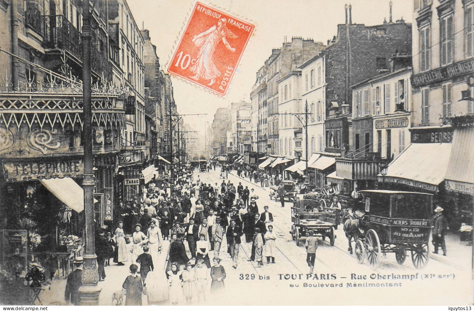 CPA. [75] > TOUT PARIS > N° 329 Bis - (pas Vue) - Rue Oberkampf Au Boulevard De Ménilmontant  - (XIe Arrt.) - 1909 - TBE - Arrondissement: 11