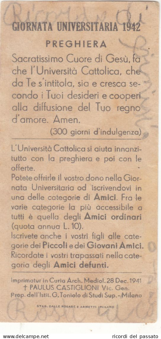 Santino Giornata Universitaria 1942 - Devotion Images