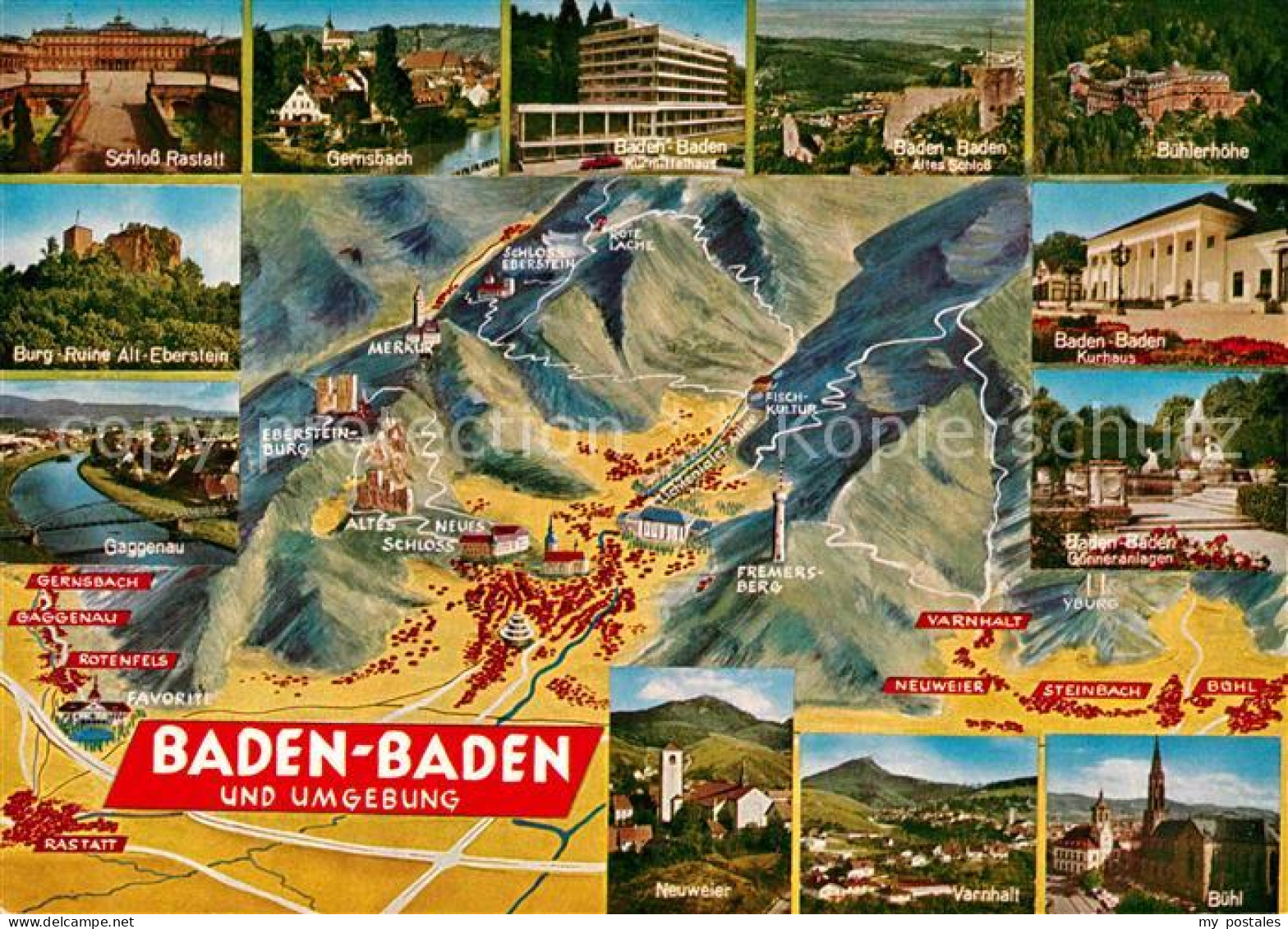 72846836 Baden-Baden Panoramakarte Schloss Rastatt  Baden-Baden - Baden-Baden