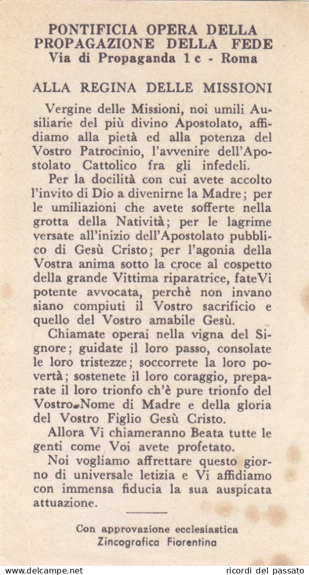 Santino Pontificia Opera Della Propagazione Della Fede - Andachtsbilder