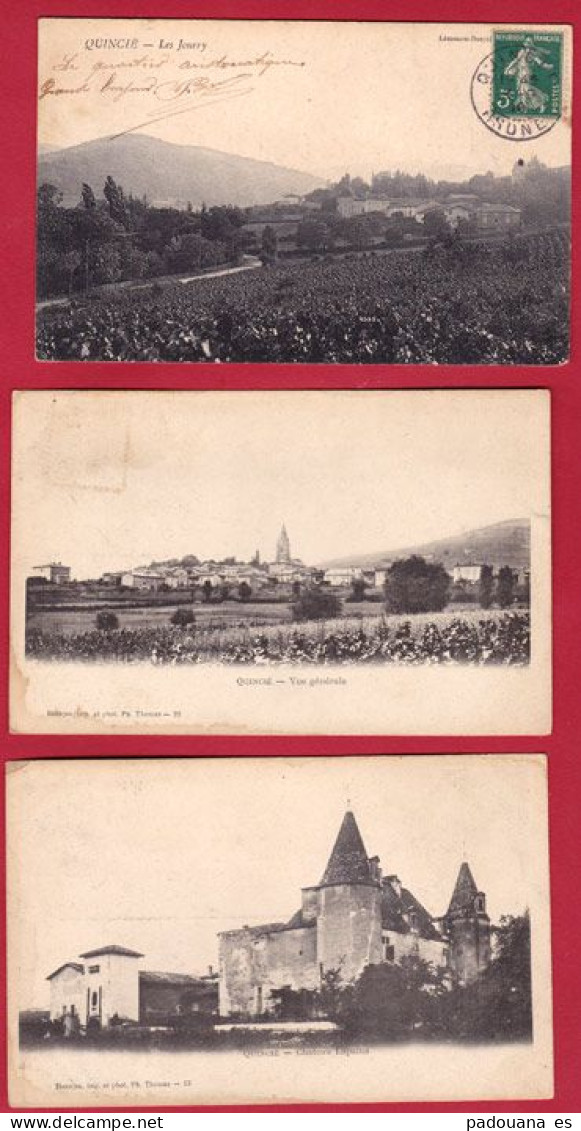 AA893  69 RHONE  QUINCIE  LOT DE 3 CARTES POSTALES ANCIENNES - Altri & Non Classificati