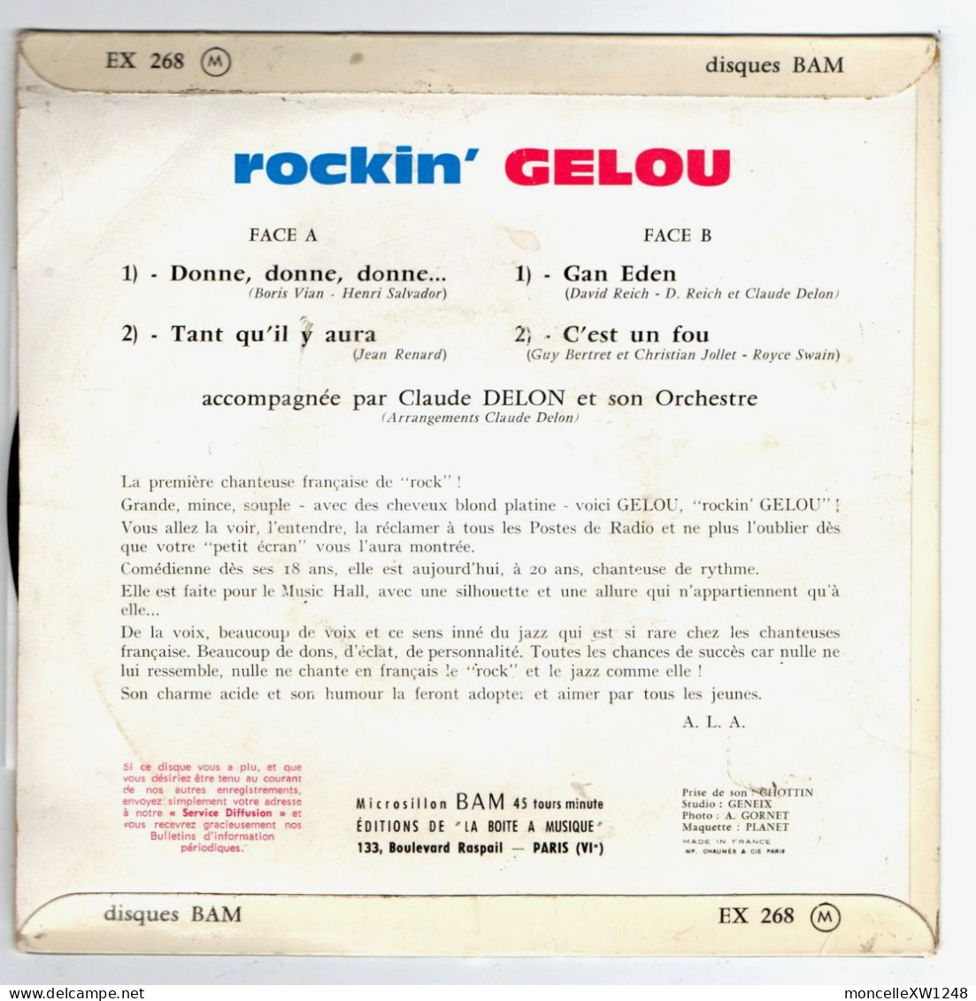 Gelou - 45 T EP Rockin' (1961) - 45 G - Maxi-Single