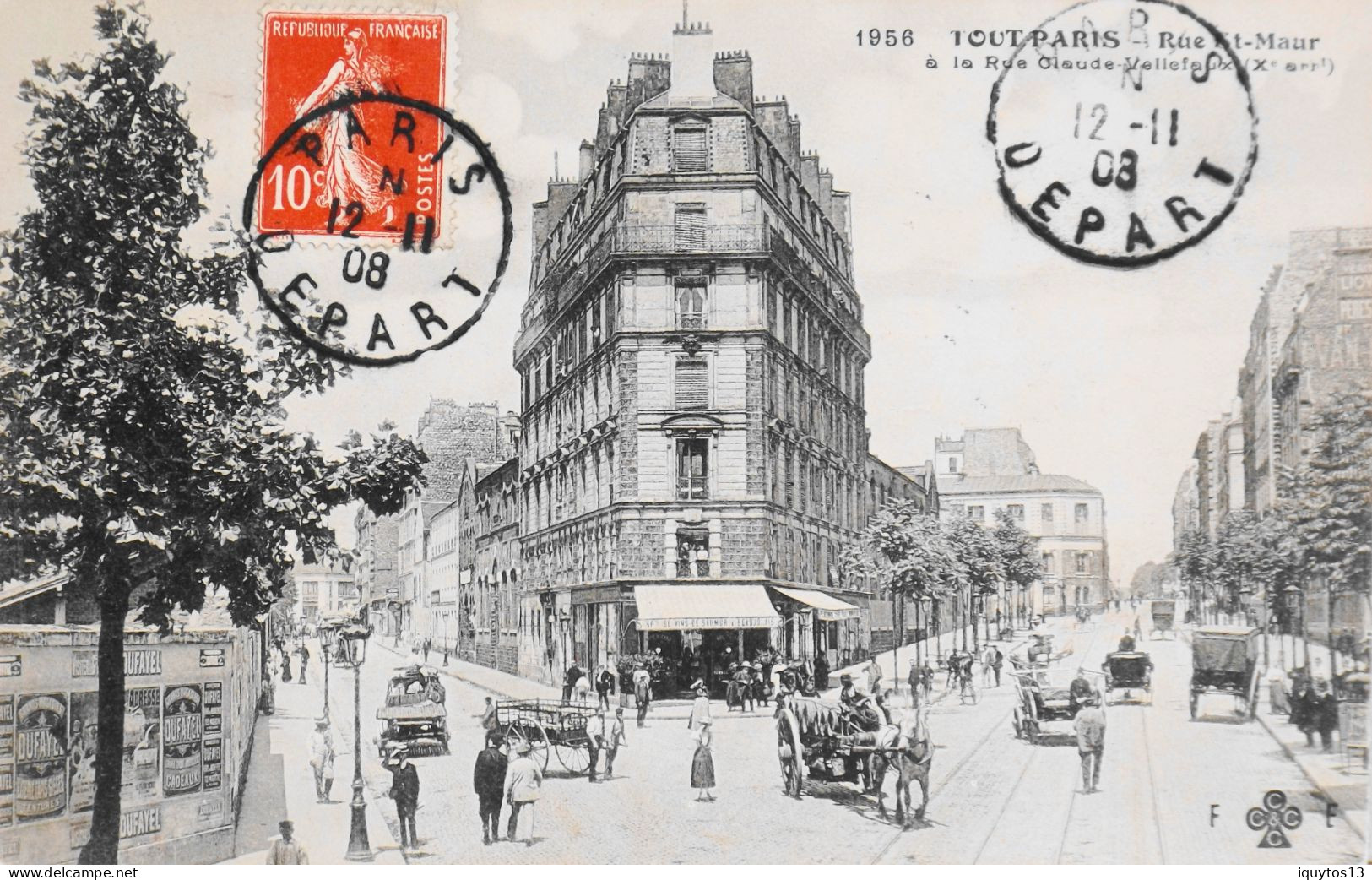 CPA. [75] > TOUT PARIS > N° 1956 - (pas Vue) - Rue St-Maur à La Rue Claude Vellefaux - (Xe Arrt.) - 1908 - TBE - Arrondissement: 10