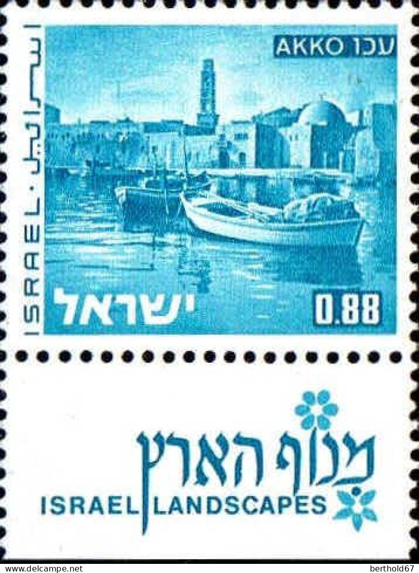 Israel Poste N** Yv: 468 Mi:534x Akko (Tabs) - Unused Stamps (with Tabs)
