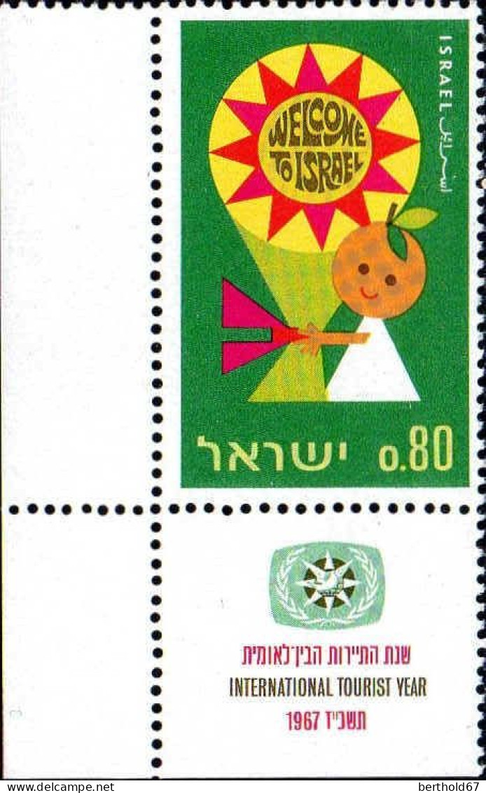 Israel Poste N** Yv: 348/350 Année Internationale Du Tourisme Coin D.feuille (Tabs) - Unused Stamps (with Tabs)