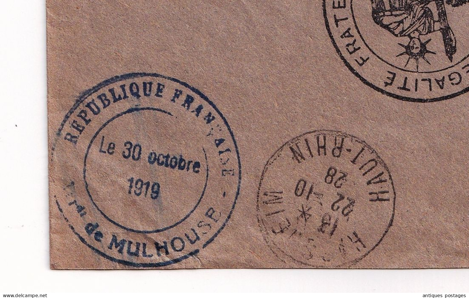Lettre 1928 Haut Rhin Mulhouse Alsace Perception De Habsheim Franchise Postale N° 19 - Covers & Documents