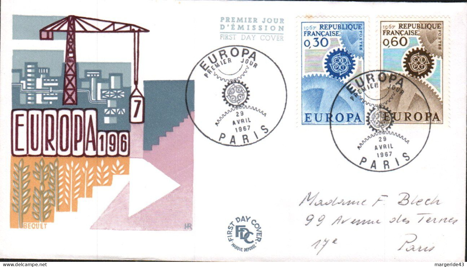 FDC 1967 EUROPA - 1960-1969
