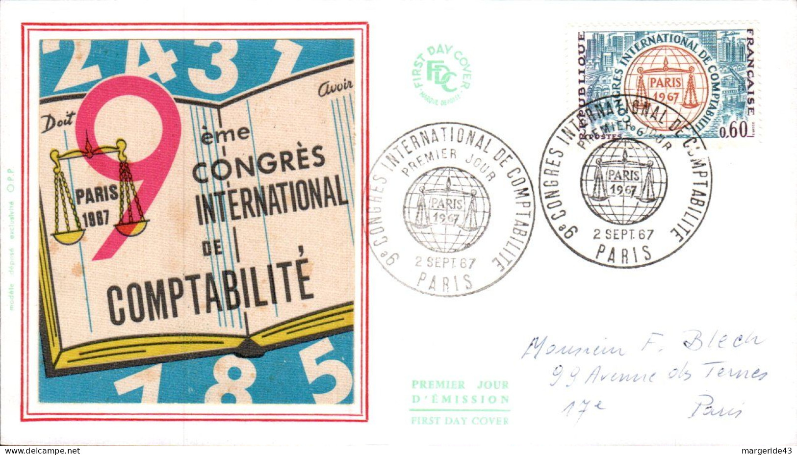 FDC 1967 CONGRES DE COMPTABILITE - 1960-1969