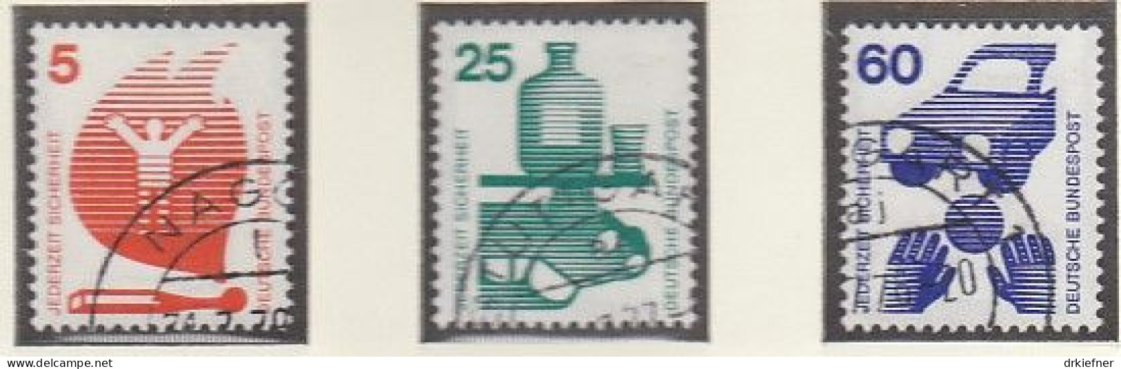 BRD  694-703 A, 773, Gestempelt, Unfallverhütung, 1971 - Usati