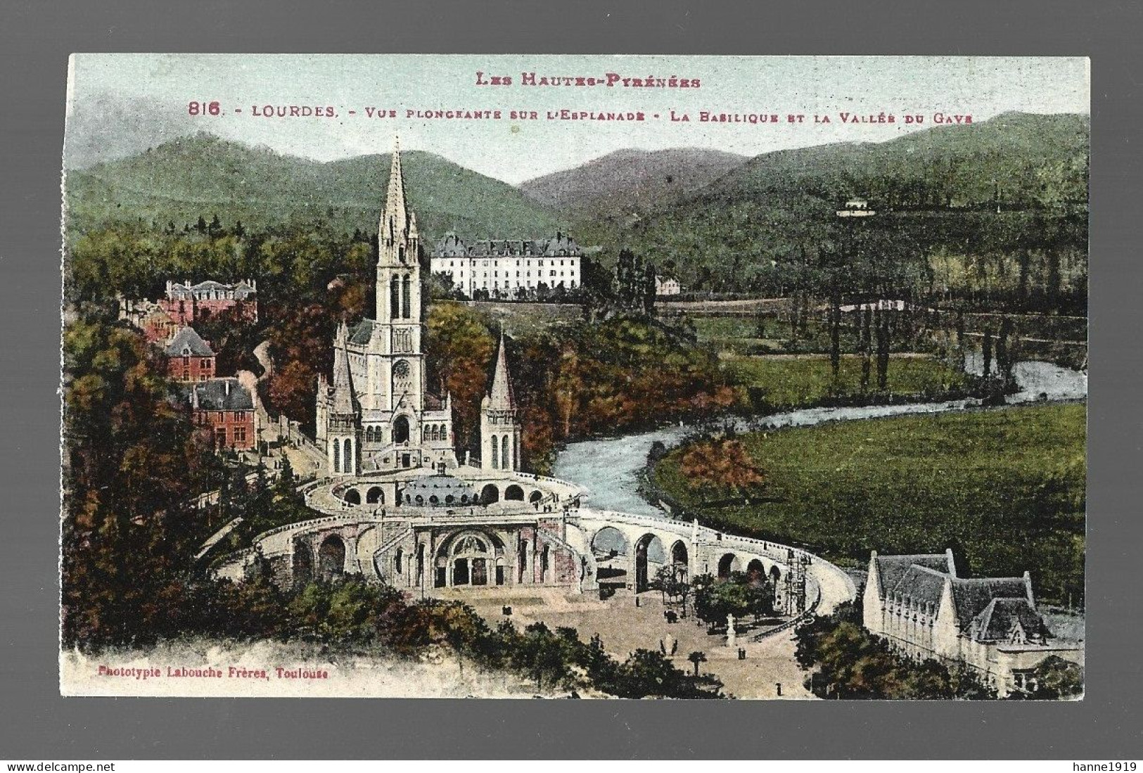 Lourdes Vue Plongeante Sur L' Esplanade Cachet Eine Eyne 1932 Lourdes France Htje - Lourdes