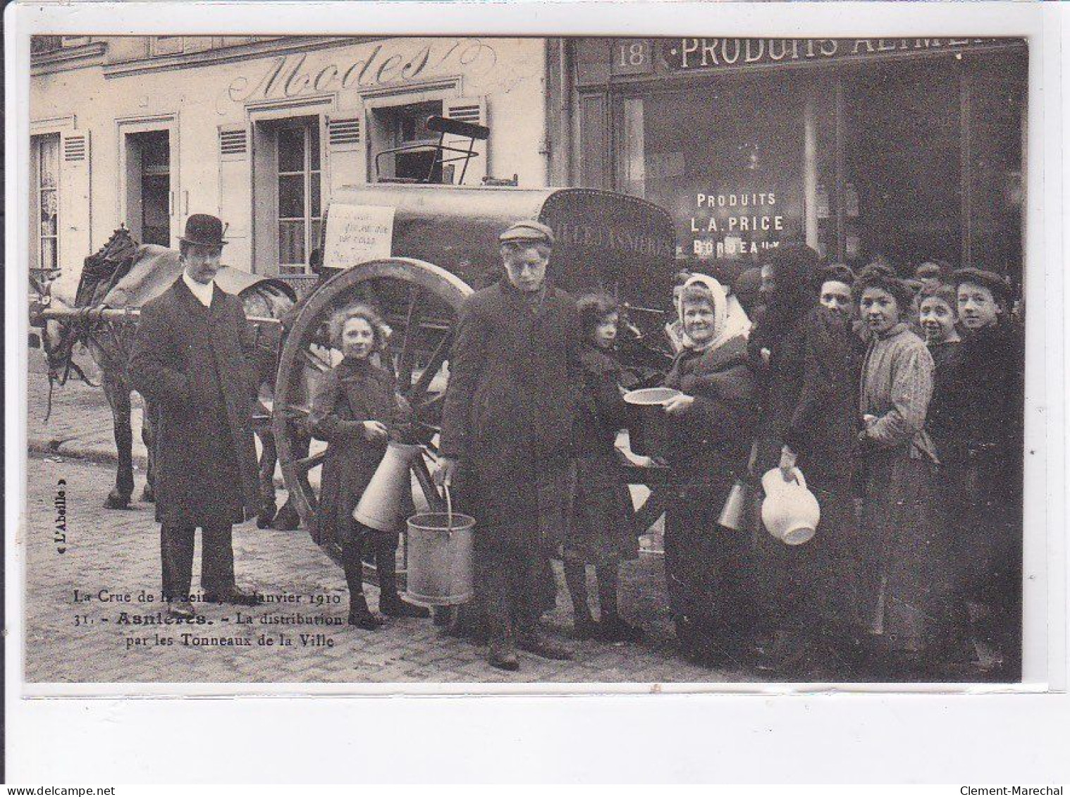 ASNIERES: La Crue De Janvier 1910; La Distribution Par Les Tonneaux De La Ville - Très Bon état - Asnieres Sur Seine